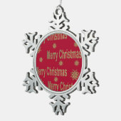 Weihnachtsgrüße Schneeflocken Zinn-Ornament (Rechts)