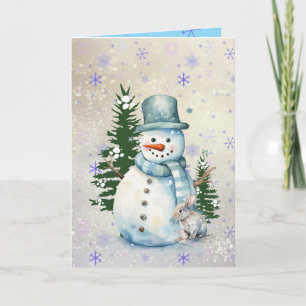Weihnachtsgrüße "Schneemann im sinkenden Schnee" Karte