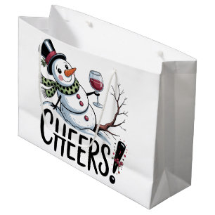 Weihnachtsgrüße Schneemann Küche Wein Küche Große Geschenktüte