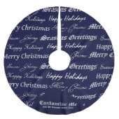 Weihnachtsgrüße (Silber) Polyester Weihnachtsbaumdecke (Vorderseite)