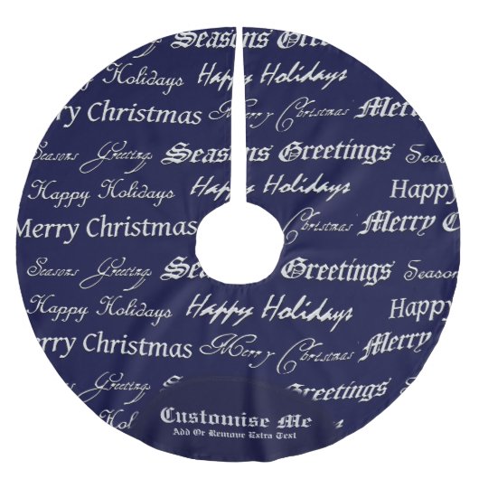 Weihnachtsgrüße (Silber) Polyester Weihnachtsbaumdecke (Vorderseite)