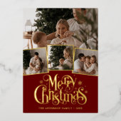 Weihnachtsgrüße Skript Foto-Collage Folien Feiertagskarte (Vorderseite)