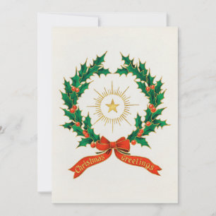 Weihnachtsgrüße Stechpalmenkranz & Stern von Bethl Einladung