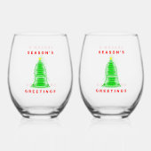 Weihnachtsgrüße Stemless-Weinglas-Set Weinglas Ohne Stiel (Rückseite)