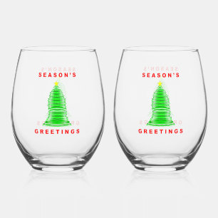 Weihnachtsgrüße Stemless-Weinglas-Set Weinglas Ohne Stiel