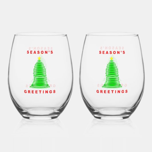 Weihnachtsgrüße Stemless-Weinglas-Set Weinglas Ohne Stiel (Vorderseite)