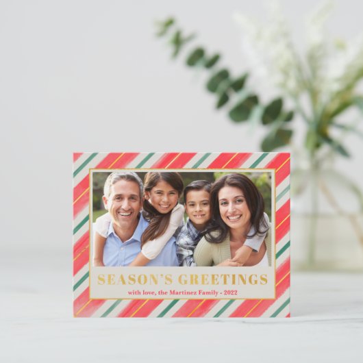 Weihnachtsgrüße Streifen Foto Weihnachten (Stehend Vorderseite)