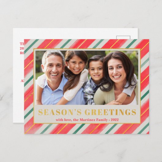 Weihnachtsgrüße Streifen Foto Weihnachten (Vorne/Hinten)
