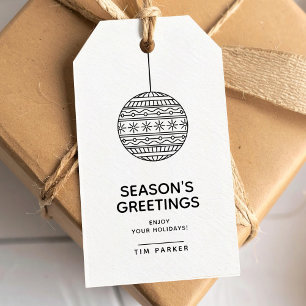Weihnachtsgrüße Tag mit trendigem Weihnachtsball Geschenkanhänger