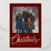 Weihnachtsgrüße und Ihr Foto Folien Feiertagskarte (Vorderseite)