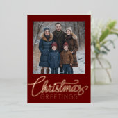 Weihnachtsgrüße und Ihr Foto Folien Feiertagskarte (Stehend vorne)