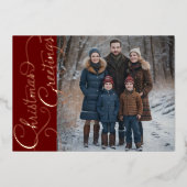 Weihnachtsgrüße und Ihr Foto Folien Feiertagskarte (Vorderseite)