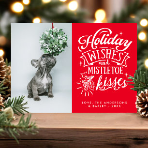 Weihnachtsgrüße Und Mistelzweig Küsse Haustier Hun Feiertagskarte
