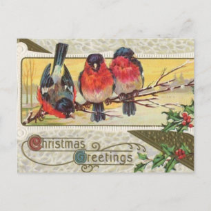 Weihnachtsgrüße - Vintage Gestaltung von Vögeln Feiertagspostkarte