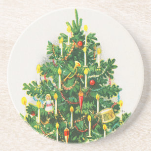 Weihnachtsgrüße, Vintage-Karte, Weihnachtsbaum Getränkeuntersetzer