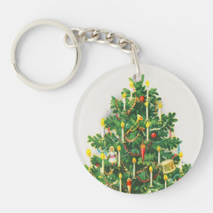 Weihnachtsgrüße, Vintage-Karte, Weihnachtsbaum Schlüsselanhänger