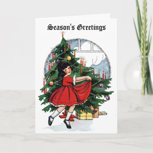 Weihnachtsgrüße Vintage-Weihnachtskarte Karte (Vorderseite)