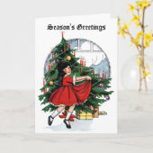 Weihnachtsgrüße Vintage-Weihnachtskarte Karte (Gelbe Blume)