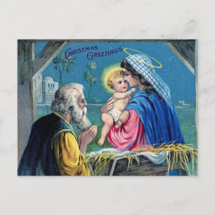 Weihnachtsgrüße Vintages Kind Jesus und Maria Feiertagspostkarte