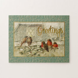 Weihnachtsgrüße Vögel Vintage Reproduktion Puzzle