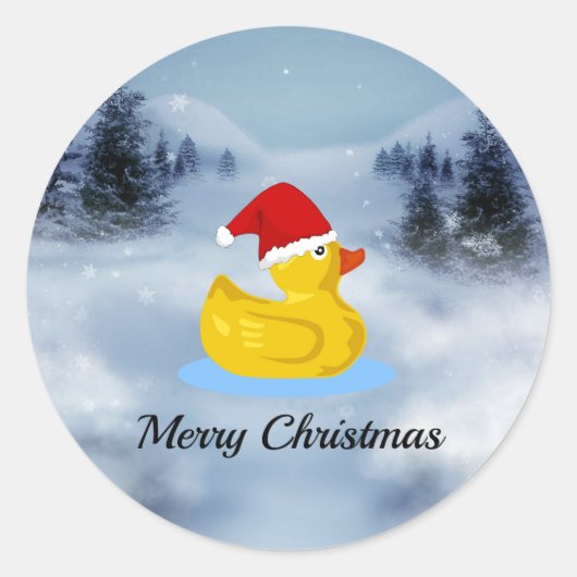 Weihnachtsgrüße vom Gummienten Runder Aufkleber (Vorderseite)