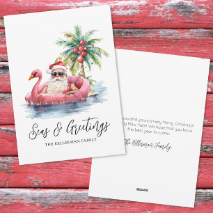 Weihnachtsgrüße vom Santa Tropical Beach Feiertagskarte