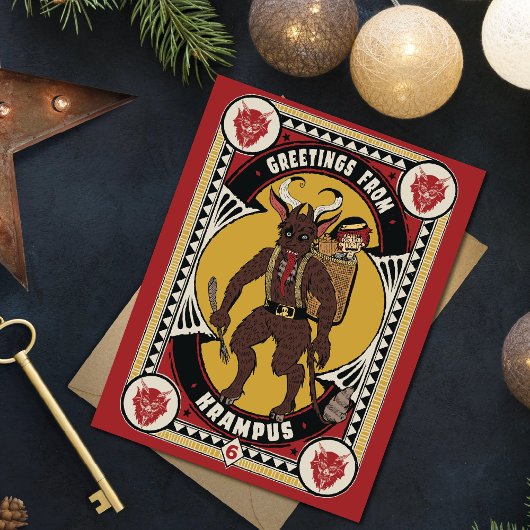 Weihnachtsgrüße von Krampus Sign Carry Toys Dankeskarte