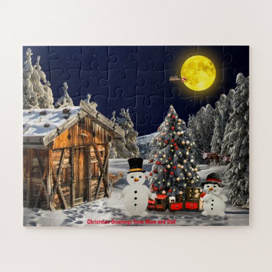 Weihnachtsgrüße von Mama und Vater Puzzle (Horizontal)