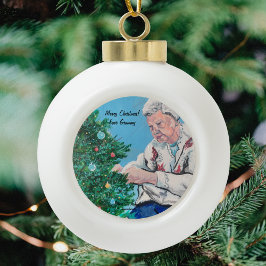Weihnachtsgrüße von NANNY/GRAMMY handbemalt Keramik Kugel-Ornament