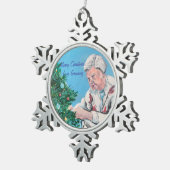 Weihnachtsgrüße von NANNY/GRAMMY Handbemalt Schneeflocken Zinn-Ornament (Rechts)