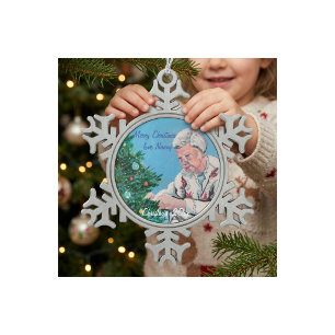 Weihnachtsgrüße von NANNY/GRAMMY Handbemalt Schneeflocken Zinn-Ornament