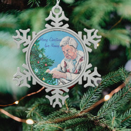 Weihnachtsgrüße von NANNY/GRAMMY handbemalt Schneeflocken Zinn-Ornament