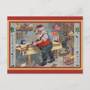 Weihnachtsgrüße von Santa Claus im Vintage-Stil Postkarte