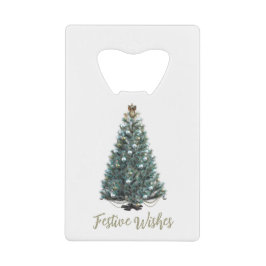 Weihnachtsgrüße. Weihnachtsbaum-Design Geldbeutel Flaschenöffner