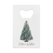 Weihnachtsgrüße. Weihnachtsbaum-Design Geldbeutel Flaschenöffner (Rückseite)