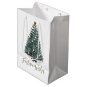 Weihnachtsgrüße. Weihnachtsbaum Mittlere Geschenktüte (Vorderseite Schrägansicht)