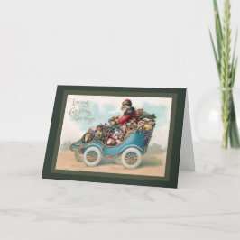 Weihnachtsgrüße - Weihnachtsmann im Auto Feiertagskarte