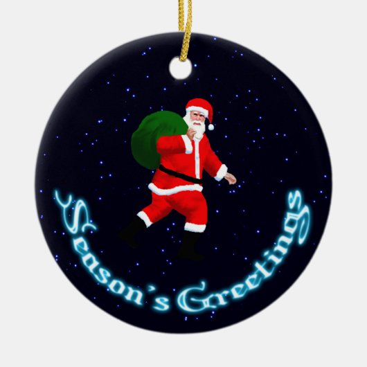 Weihnachtsgrüße - Weihnachtsmann Keramikornament (Vorne)