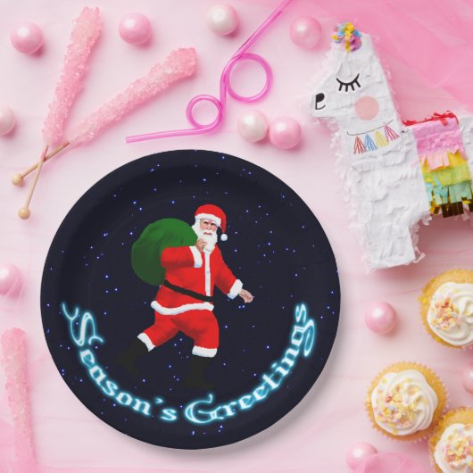 Weihnachtsgrüße - Weihnachtsmann Pappteller (Party)
