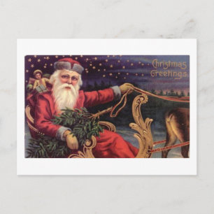 Weihnachtsgrüße Weihnachtsmann-Schlitten Feiertagspostkarte