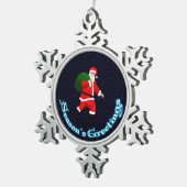 Weihnachtsgrüße - Weihnachtsmann Schneeflocken Zinn-Ornament (Rechts)