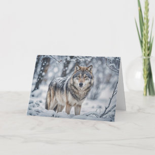 Weihnachtsgrüße Wolf im Schnee Weihnachten Karte