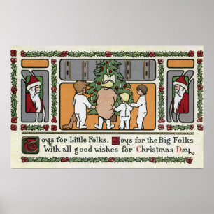 WeihnachtsgrüßeFolk Art Weihnachtszene Poster