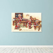 WeihnachtsgrüßeKleine Kinder auf Workbench Leinwanddruck (Insitu (Holzboden))