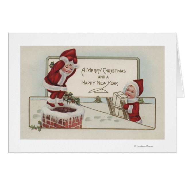 WeihnachtsgrüßeKleine KinderKamin (Vorderseite (Horizontal))