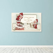 WeihnachtsgrüßeKleine KinderKamin Leinwanddruck (Insitu (Holzboden))