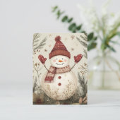 Weihnachtsgrüßen von Snowman Postkarte (Stehend Vorderseite)