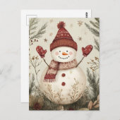 Weihnachtsgrüßen von Snowman Postkarte (Vorne/Hinten)