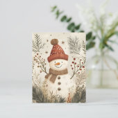 Weihnachtsgrüßen von Snowman Postkarte (Stehend Vorderseite)
