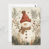 Weihnachtsgrüßen von Snowman Postkarte (Vorne/Hinten)
